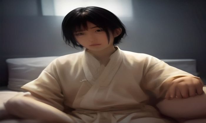 专业摄影棚内成人视频制作现场，专业灯光设备打亮场景，导演与摄影师正在协作拍摄，画面呈现色情视频工业化制作流程